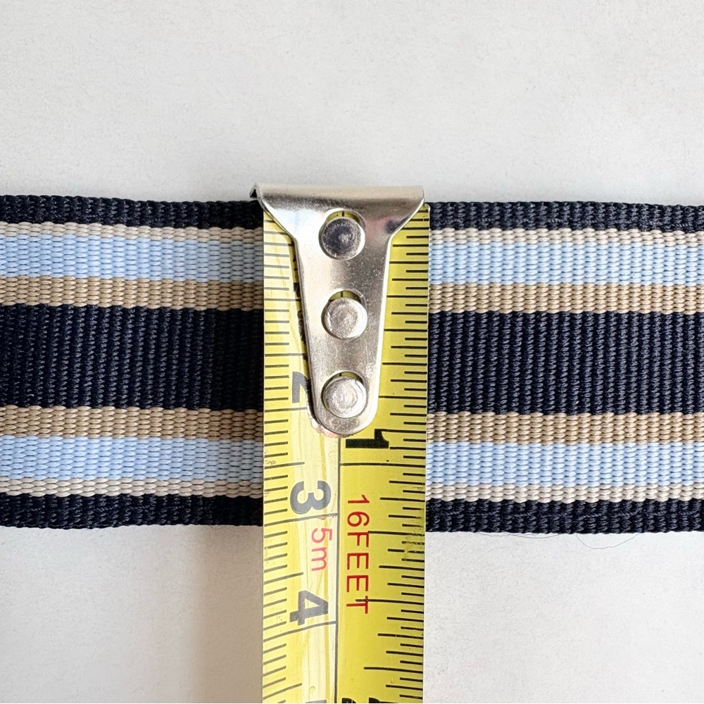LL Bean Womens blue and khaki ribbon belt.  Size s/m 38” length LLBEAN - Picture 7 of 7